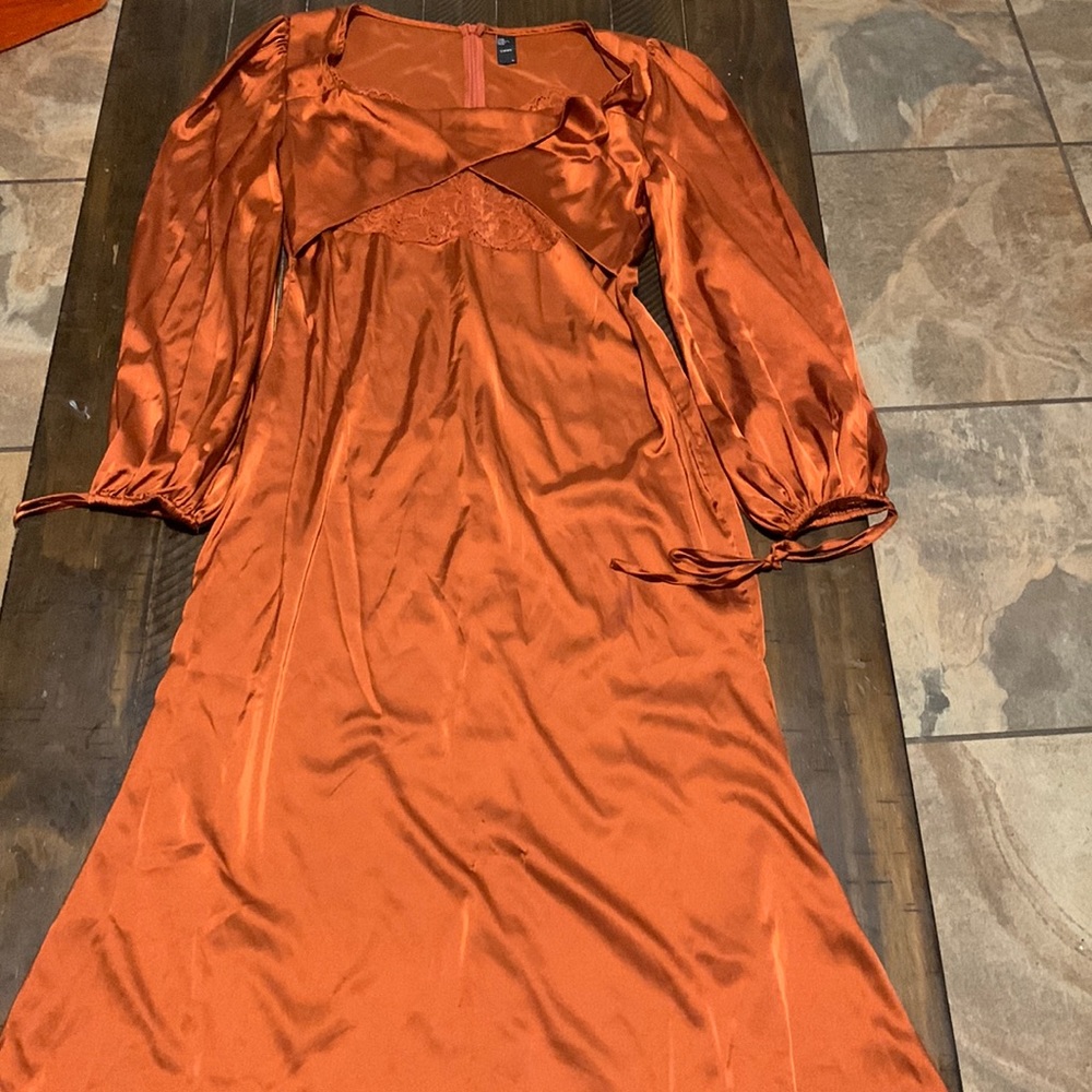 Orange satin dress size large from Cider